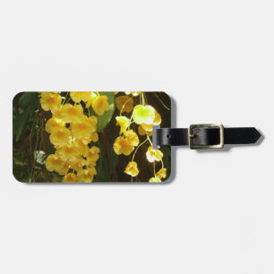 Hängning av Gult Orchids Tropical Flowers Bagagebricka