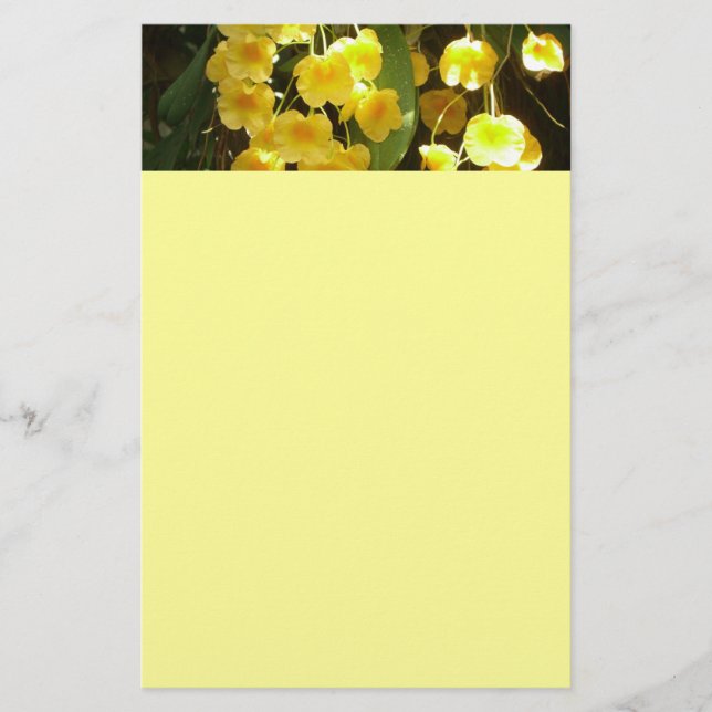 Hängning av Gult Orchids Tropical Flowers Brevpapper (Framsida)