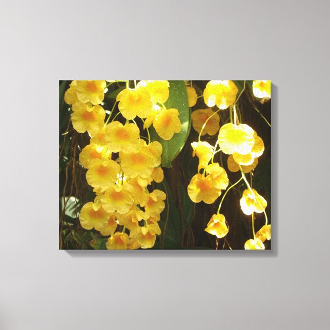 Hängning av Gult Orchids Tropical Flowers Canvastryck (Framsida)