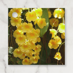 Hängning av Gult Orchids Tropical Flowers Gåvor Etiketter