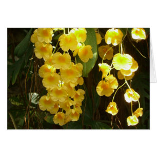 Hängning av Gult Orchids Tropical Flowers Hälsningskort