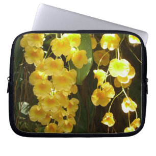 Hängning av Gult Orchids Tropical Flowers Laptop Fodral