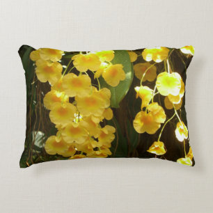 Hängning av Gult Orchids Tropical Flowers Prydnadskudde