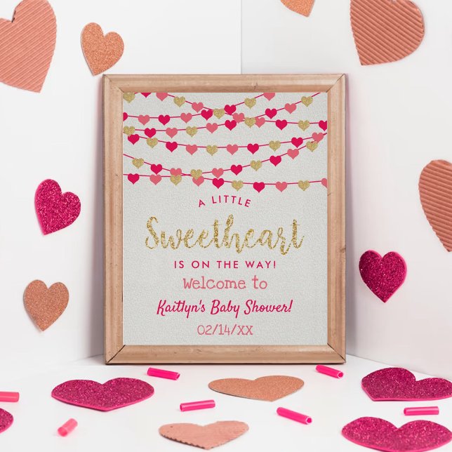 Hängning av Kärlek Hearts Baby Shower Välkomna Poster (Skapare uppladdad)