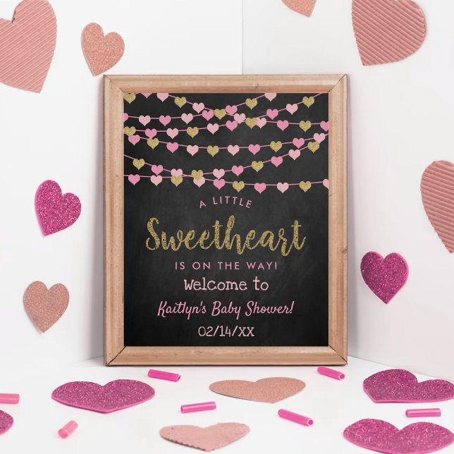 Hängning av Kärlek Hearts Baby Shower Välkomna Poster (Skapare uppladdad)