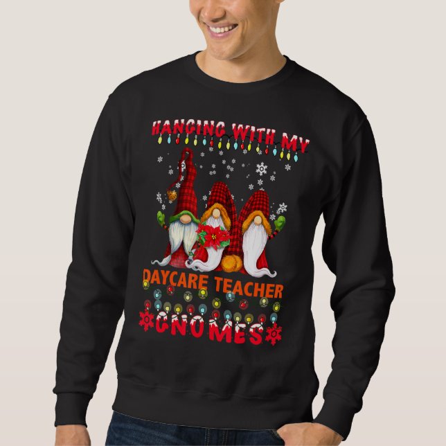 Hängning med min dagvårdslärare Gnomes Ugly Julaft Lång Ärmad Tröja (Framsida)