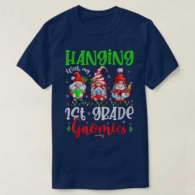 Hängning med min första Klass-Gnomies Julafton Lju T Shirt (Design framsida)