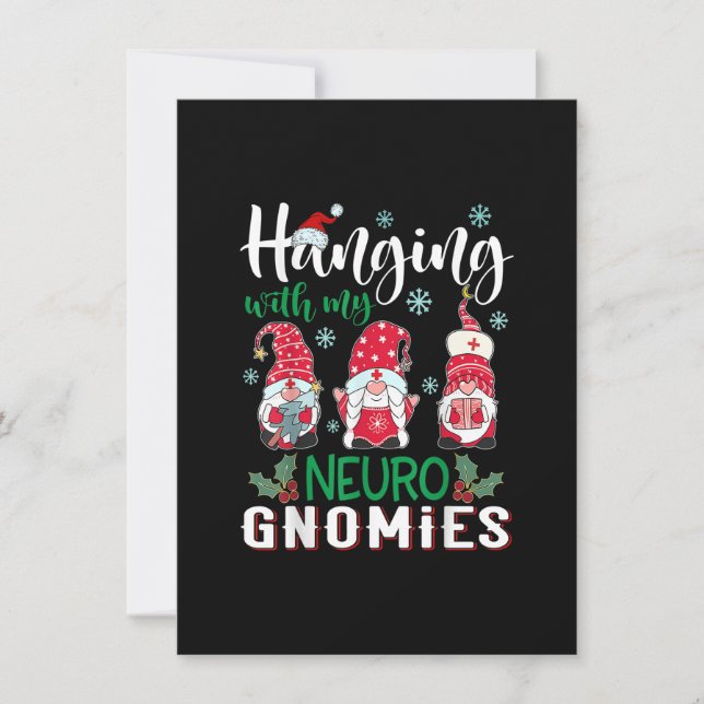 Hängning med min Neuro Gnomies Nurse-julsön Inbjudningar (Framsida)