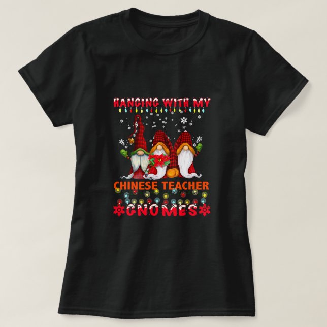 Hängning med mina kinesiska lärare Gnomes Ugly Jul T Shirt (Design framsida)