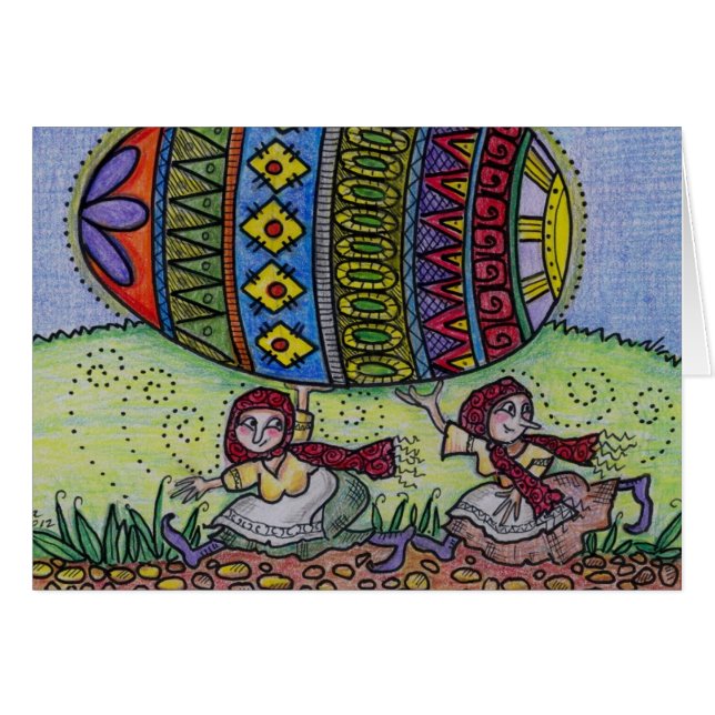 Hängning på till din Pysanka ukrainska Folk konst Hälsningskort (Framsidan Horizontal)