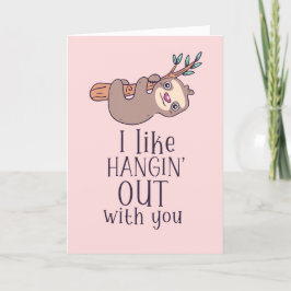 Hängning ut Cute Sloth Pun Funny Valentindagen Helgkort