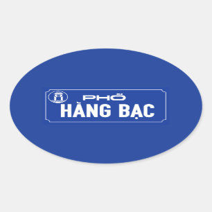 HängningBac-gatan, gata undertecknar, Vietnam Ovalt Klistermärke