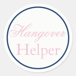 "Hangover Helper" Bröllop Sticker  Rosa/flottan Runt Klistermärke