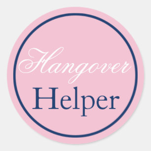 "Hangover Helper" Bröllop Sticker Rosa/flottan Runt Klistermärke
