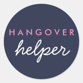 Hangover Helper Wedding Favor Sticker Navy Rosa Runt Klistermärke