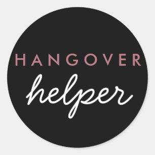 Hangover Helper Wedding Favor Sticker Ro Guld Runt Klistermärke