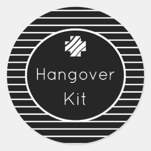 Hangover Kit Black and White Stripe Stickers Runt Klistermärke