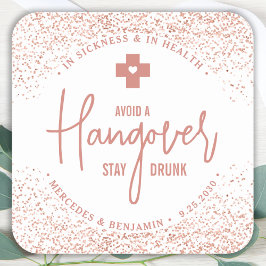 Hangover Kit Stanna kvar vid Drunk Ro Guld bröllop Fyrkantigt Klistermärke