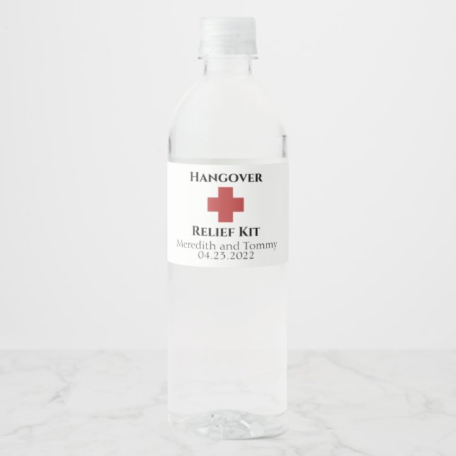 Hangover Relief Kit Flaska-etikett Vattenflaskor Etikett (Framsida)