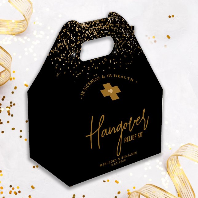 Hangover Relief Kit Modern Guld Glitter Bröllop Presentaskar (Skapare uppladdad)