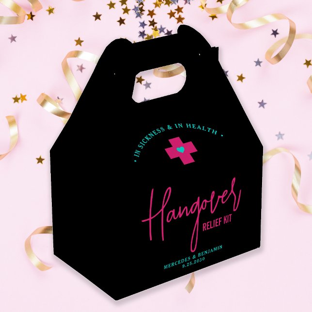 Hangover Relief Kit Neon Shock rosa Teal Bröllop Presentaskar (Skapare uppladdad)