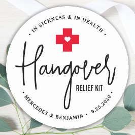 Hangover Relief Kit Personlig Wedding Favor Runt Klistermärke