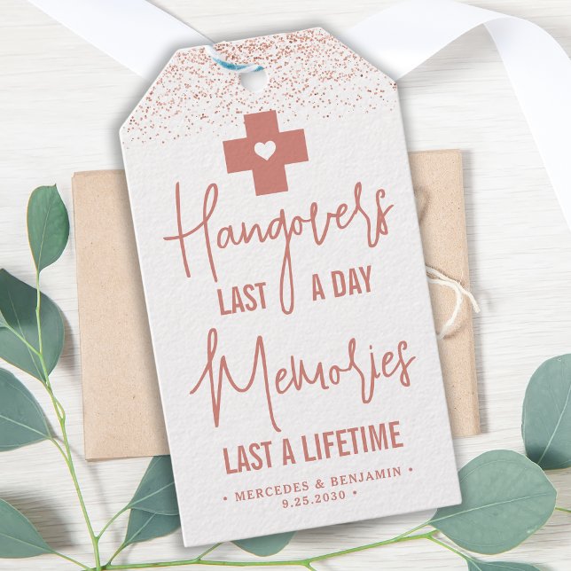 Hangover Relief Kit Ro Guld Modern Wedfavor Presentetikett (Skapare uppladdad)