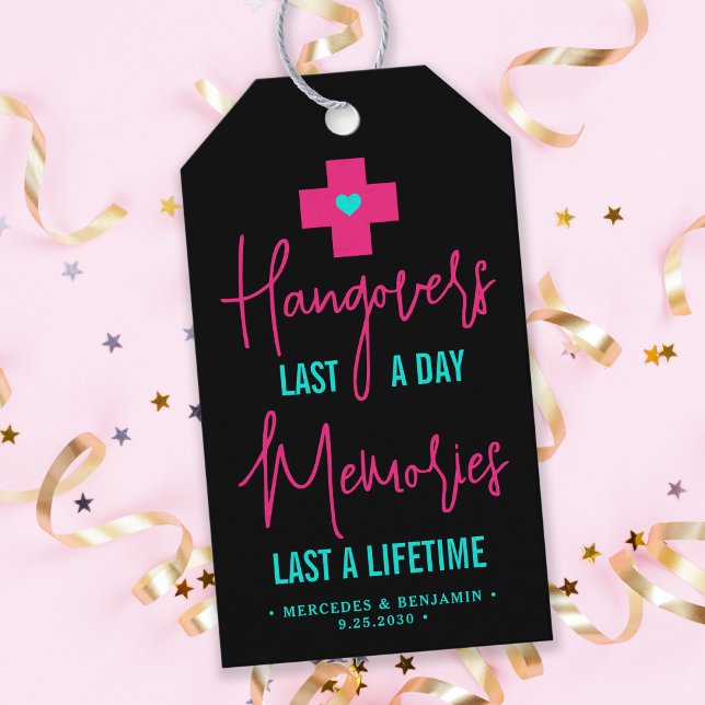 Hangover Relief Kit Shock rosa Teal Wedding Favor Presentetikett (Skapare uppladdad)