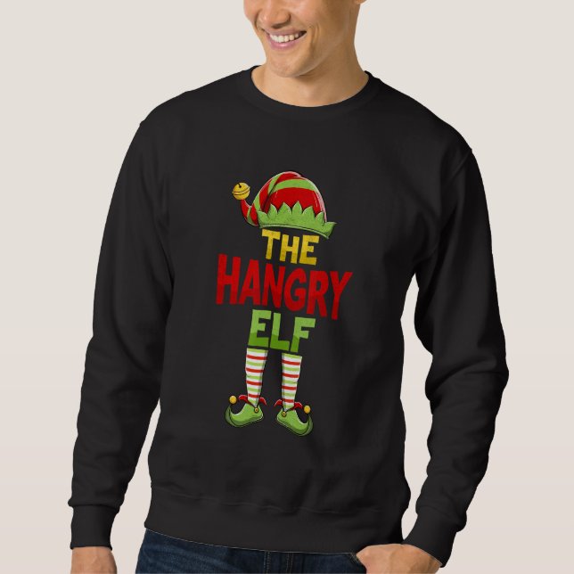 Hangry ELF Family Matching Group Christmas Pajamas Lång Ärmad Tröja (Framsida)