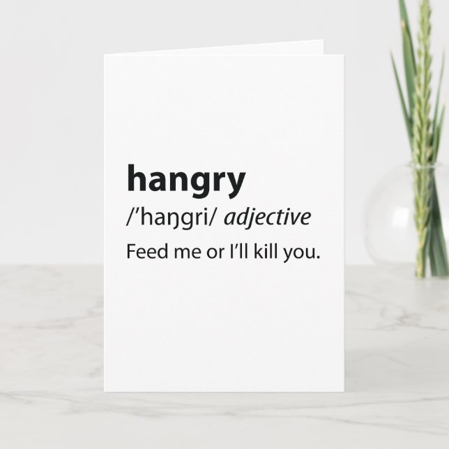 Hangry Funny Dictionary Definition Helgkort (Framsida)