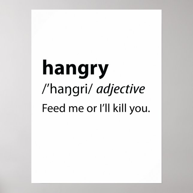 Hangry Funny Dictionary Definition Poster (Framsidan)