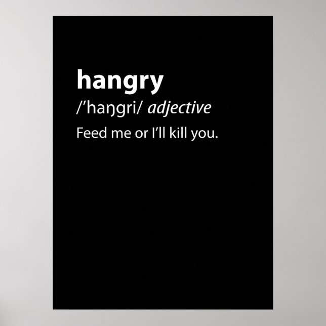 Hangry Funny Dictionary Definition Poster (Framsidan)
