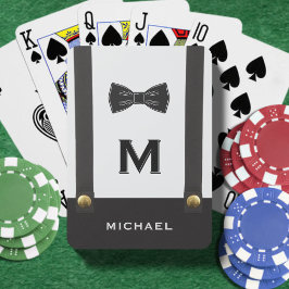 Hängslen & Flaska Namn Monogram Bröllop Casinokort