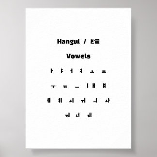 Hangul vowels/한 글 모 음 poster