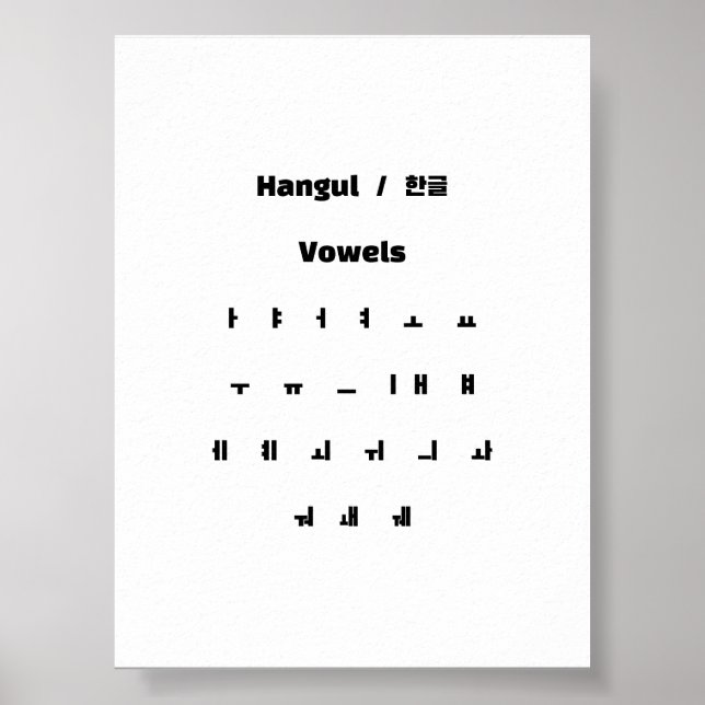 Hangul vowels/한 글 모 음 poster (Framsidan)