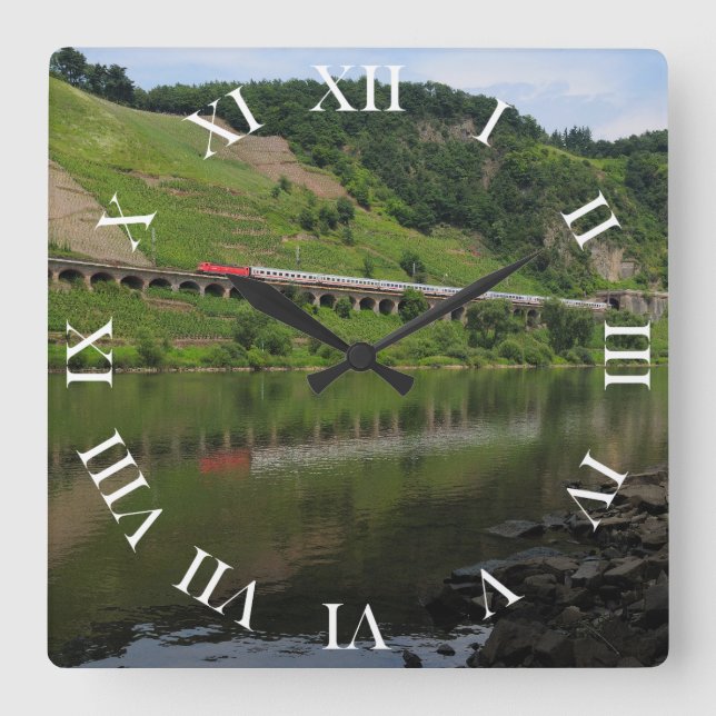 Hangviadukt Pünderich mit Personenzug Fyrkantig Klocka (Framsida)