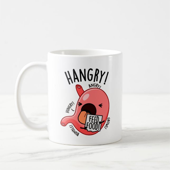 Hangy Funny Stomach Pun Kaffemugg (Vänster)