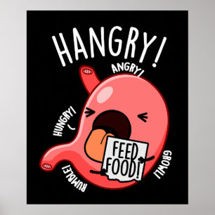 Hangy Funny Stomach Pun Mörk BG Poster