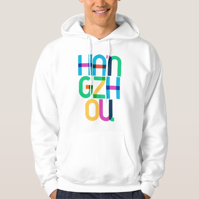 Hangzhou China Pop Art Brev Hoodie (Framsida)