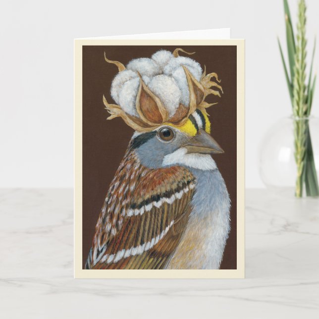 Hank the sparrow folded greeting card kort (Framsida)