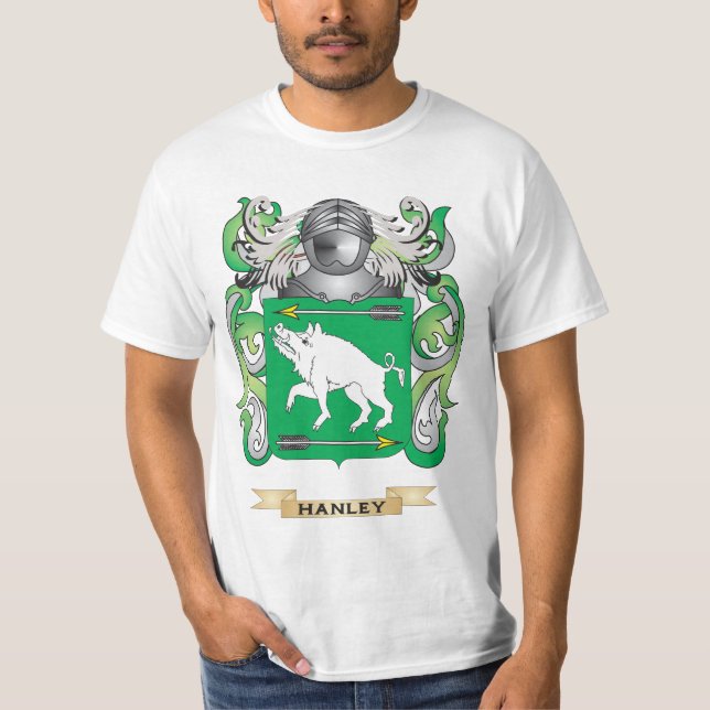 Hanley vapensköld (familjvapenskölden) tee shirt (Framsida)