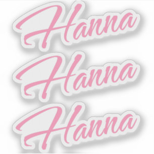 Hanna namn rosa x3 klistermärken