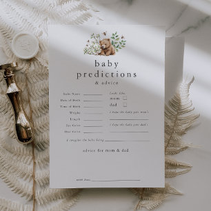 HÄNNAH Bear Baby Predictions Baby Shower Game Card Inbjudningar