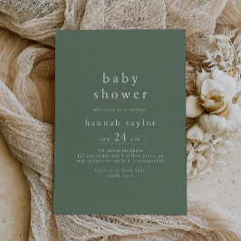 HANNAH Boho Modern Sage Grönt Simple Baby Shower Inbjudningar