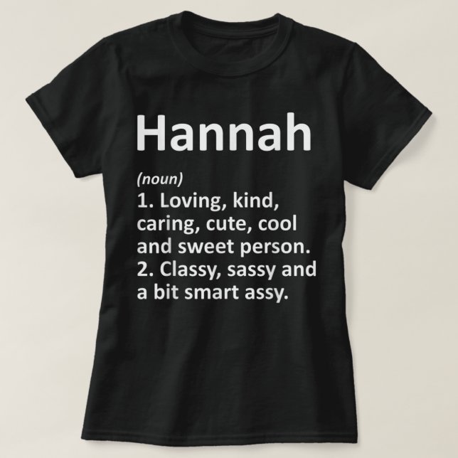 HANNAH Definition Personlig Namn Funny Birthday T Shirt (Design framsida)
