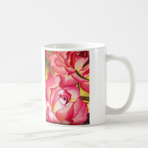 Hannah Gordon rosa ros vattenfärgskonst Kaffemugg