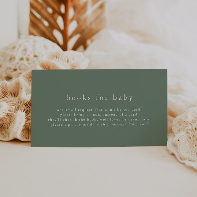 HANNAH Grönt Simple Baby Shower Bokar för Baby Tilläggskort (HANNAH Green Simple Baby Shower Books for Baby Enclosure Card)
