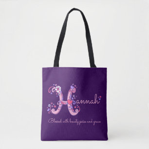 Hannah H monogram art & namn, dvs. säck Tygkasse