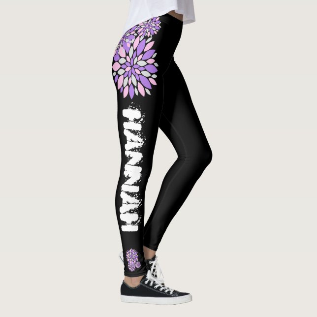Hannah Lägg till ditt namn, blombenlegeringar Leggings (Höger)