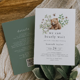 HANNAH QR Vi kan bearly Wait Woodland Baby Shower Inbjudningar